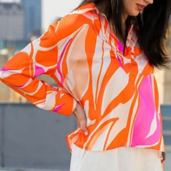 NWT Lavender Brown Helena Silky Blouse Top Large - Picture 3 of 10